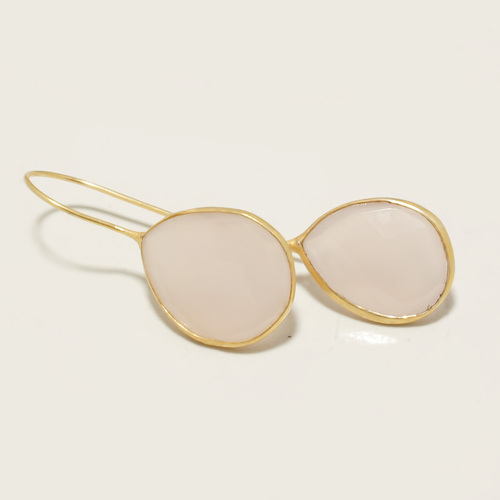 पीयर पिंक चैलेडोनी सुंदर झुमके 20X25Mm 18K गोल्ड प्लेटेड