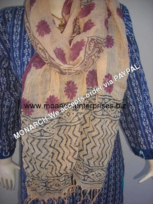 FLOWER HAND BLOCK PRINTED COTTON STOLE