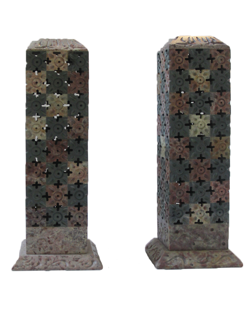 Colourful Marble Candle Stand With Jaali Work