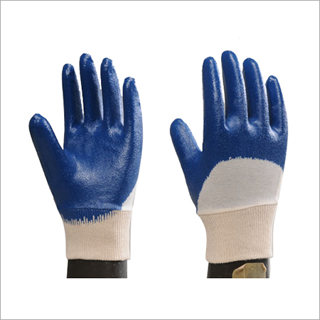 Nitrile Half Dipped Gloves With Knitted Wrist