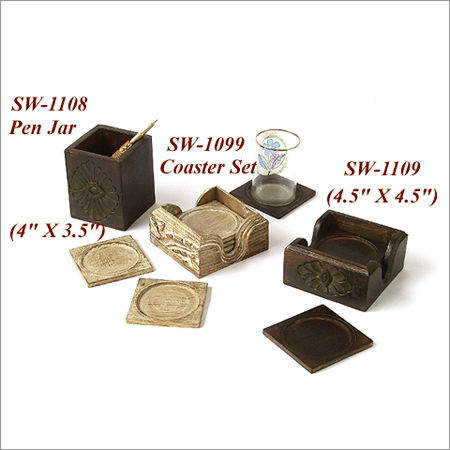 पेन जार और कोस्टर सेट