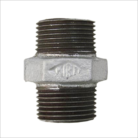 HEX NIPPLE - Iron Material, 2 Inch Size, Hexagonal Shape , Threaded Connection, Galvanized Surface Finish, Corrosion Resistant, 1 Year Warranty