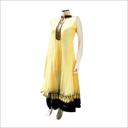 Cream Black Salwar Kameez