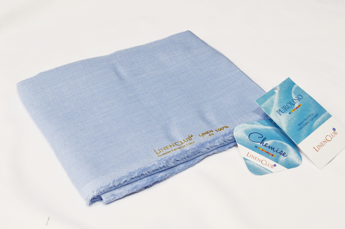 100% लिनन हल्का नीला शर्टिंग फ़ैब्रिक