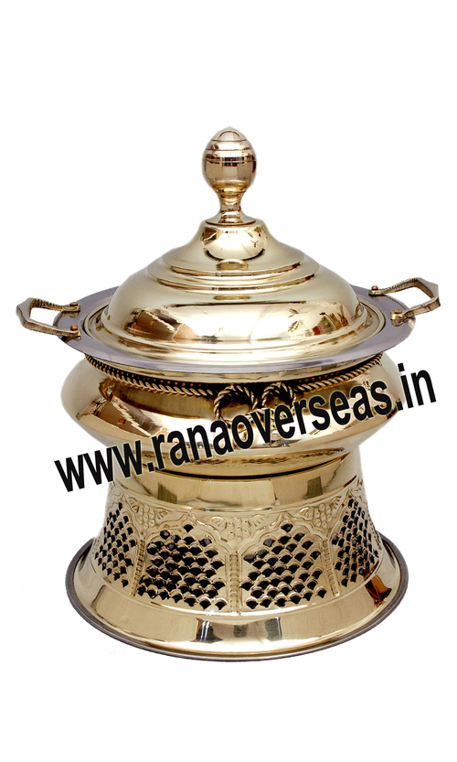 Brass Chafing Dish - Polished Finish | Golden Metal, Easy to Clean, Professional Indian Style