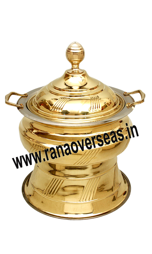 Brass Chafing Dish - 4 Litres, 6 Litres, 8 Litres | Easy to Clean, Polished Finish, Corrosion Resistant, Decorative Design