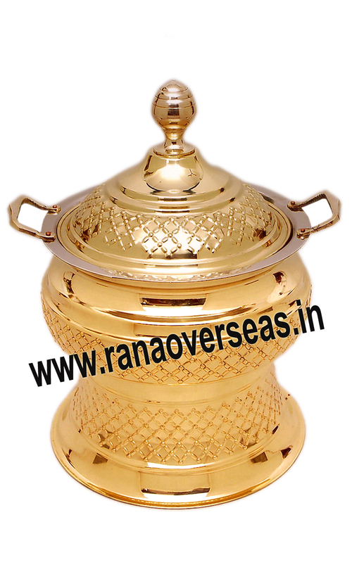Brass Chafing Dish - Polished Finish, Golden Color | Indian Style, Elegant Design for Buffet and Events