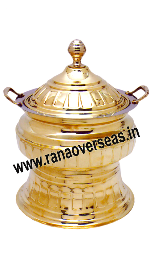 Brass Chafing Dish - 4 To 8 Litres, Golden Polished Finish | Easy To Clean, Corrosion Resistant, Decorative Indian Style
