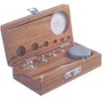 MASSES SET - ANALYTICAL Brass with Fractional Weights | Polished Wooden Box, Analog Display, Precision Forceps Included