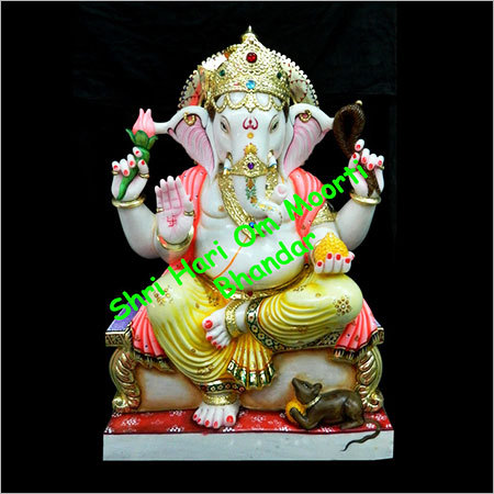 Marble Chowki Ganesh Statue