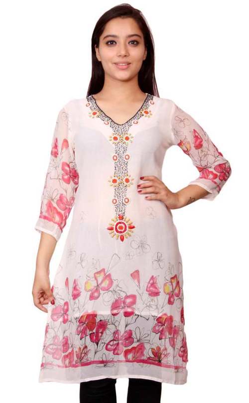 Polyester Georgette Beaded Kurti