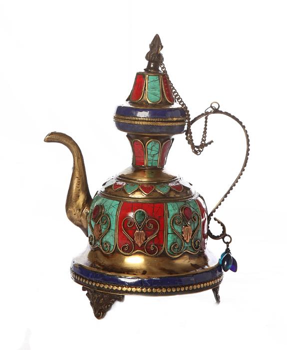 Copper Surahi With Stone Inlay