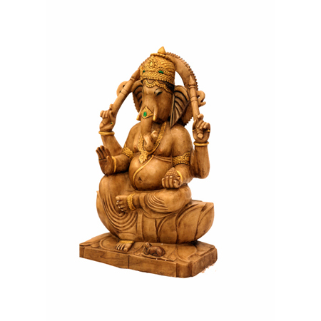 Marble Antique Finish Ganesha With Gold Leaf