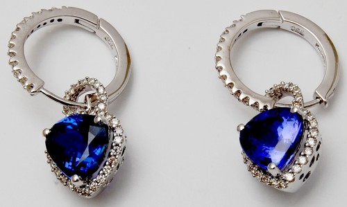Customizable Trillion Cut Gemstone Hoop Earring Gender: Women's