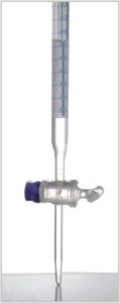 Burette with Straight Bore Glass Key Stopcock, Schell Bach Stripe