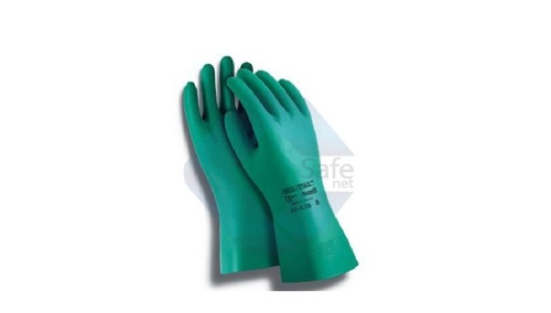Nitrile Hand Gloves - Nitrile Rubber, Available In Sizes 13, 15, 18 Inches, Green Color, Chemical Resistant, Reusable, Unisex, Abrasion And Puncture Protective