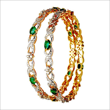 Bangle - 18K Gold, 28.260g Net Weight | Women's Jewelry, Ruby & Sapphire Accents, Ideal for Gifts & Parties