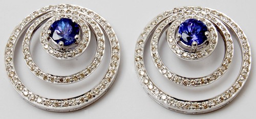 White Gold Blue Gemstone Diamond Earing Gender: Women'S