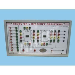 Study of Left, Right & Programmable Shift Register - Aluminium Material, 5-9 Kilograms Weight | Features DC Regulated Power Supply, SPDT Switches, Monoshot Clock Pulse, Output Indicators, Circuit Diagram