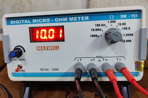 Digital Micro-Ohm Meter DM-151 - 3.5 Digit, Range 1 Micro Ohm to 19.99 Kohms | LED Display, 4 Terminal Arrangement, Lead Resistance Compensation, Slim Design