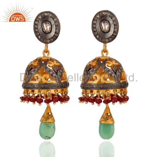 प्राकृतिक पव रत्न पारंपरिक बालियां