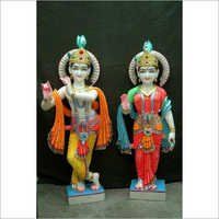 Colorful Radha Krishana Marble Moorti Statues