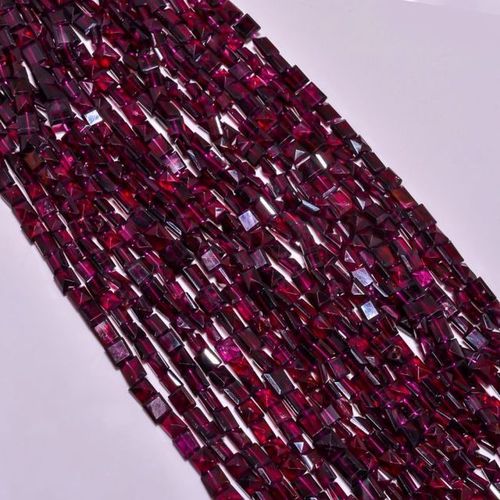 Emerald Cut Rhodolite Garnet Square Shape Faceted Beads