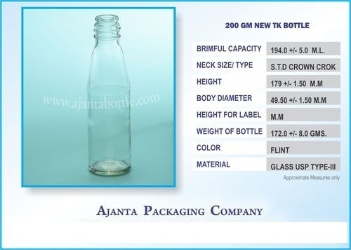 ग्लास 200 ग्राम केचप, सॉस, विनेगर बॉटल
