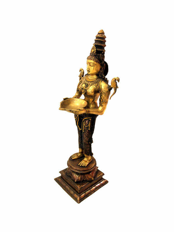Bronze Standing 3 Tone Deepalakshmi Statue