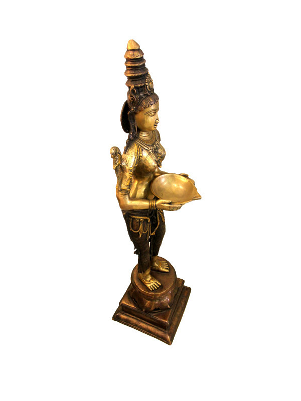 Bronze Standing 3 Tone Deepalakshmi Statue