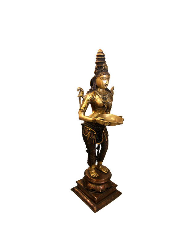 Bronze Standing 3 Tone Deepalakshmi Statue