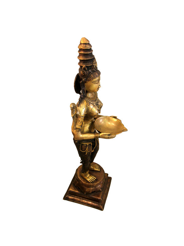 Bronze Standing 3 Tone Deepalakshmi Statue