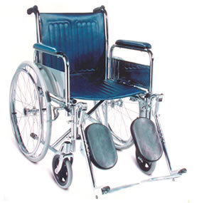 Commode Wheelchair - Chrome Plated Tubular Steel Frame, 45cm Leatherette Seat & Fixed Armrest - Solid Rear Wheels With Self Propelling Rings, Forward Push Safety Brakes