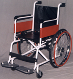 Commode Wheelchair - Chrome Plated Tubular Steel Frame, 45cm Leatherette Seat & Fixed Armrest - Solid Rear Wheels With Self Propelling Rings, Forward Push Safety Brakes