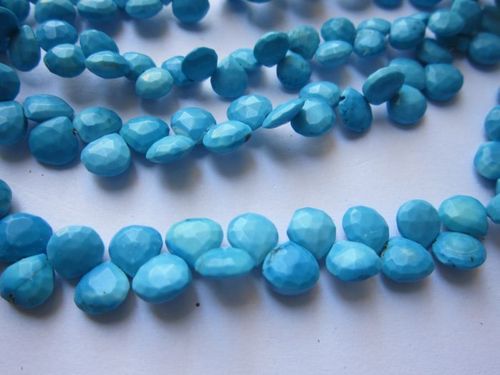 एमेथिस्ट 8 इंच फ़िरोज़ा फ़ेसेटेड ब्रियोलेट्स 7-8 एमएम बीड्स सिंगल स्ट्रैंड