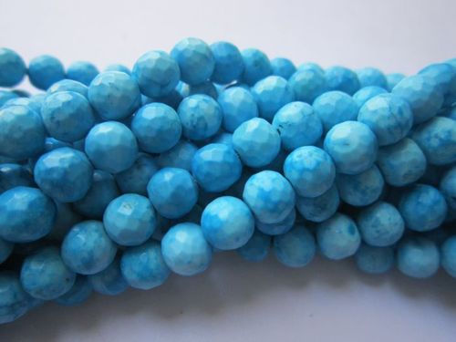 नीला 8 इंच फ़िरोज़ा फेसेटेड राउंड 6 मिमी -7 मिमी बीड्स सिंगल स्ट्रैंड