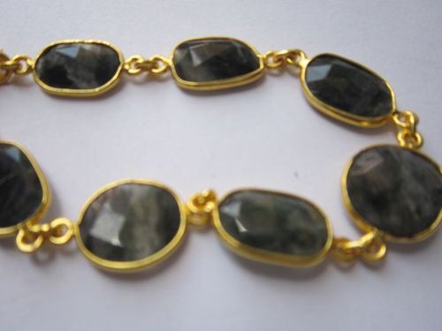 ब्लैक रूटाइल 7 पीसी कनेक्टर्स गोल्ड प्लेटेड ब्रेसलेट 7.5 इंच