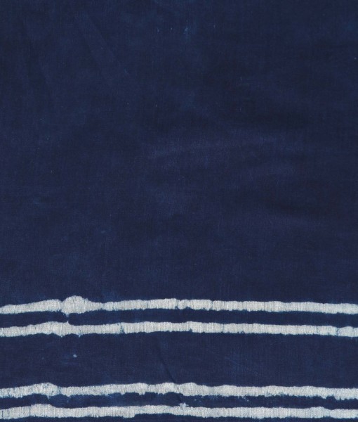 Chanderi Silk Saree - Standard Size, Dark Indigo Blue Hand Block Print | Light Weight, Washable