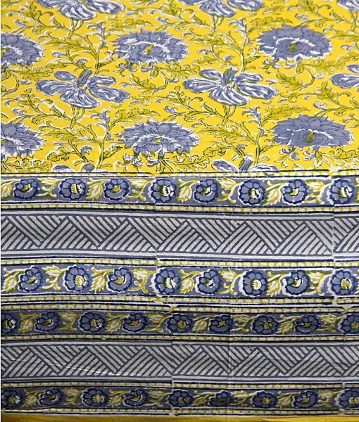 Light In Weight Cotton Hand Block Printed Grey Bed Sheet