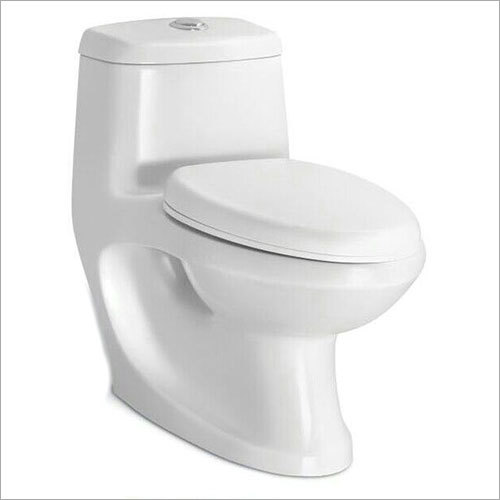 White One Piece Toilet - Ceramic Material, Standard Size, White Color | Intricate Design, Scratch Resistance, Floor Mounted Structure