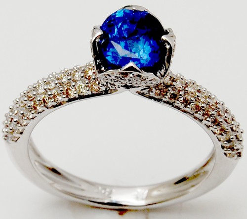 White Gold Diamond Gemstone Ring Gender: Women's