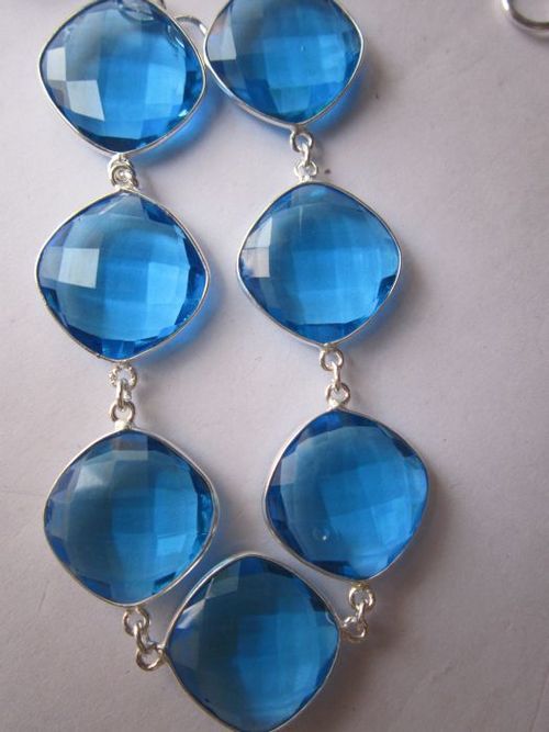 स्काई ब्लू बीटी 7 पीसी स्टर्लिंग सिल्वर प्लेटेड 8 इंच कनेक्टर पहनने के लिए तैयार ब्रेसलेट