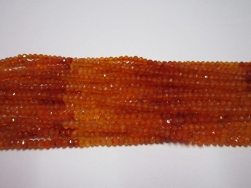 ऑरेंज कारेलियन 3Mm शेडेड इज़राइल कटिंग फेसेटेड रोंडेल जेमस्टोन बीड्स 13