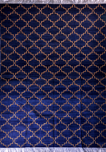 नेवी ब्लू एंड मेटैलिक गोल्ड वोवन लक्ज़री लिविंग रूम रग्स