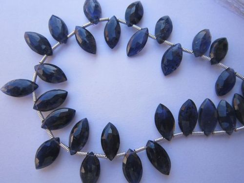 ब्लू आयोलाइट फेसेटेड मार्क्वेस बीड्स वन स्ट्रैंड 34 पीस. 5X10mm से 6X12mm