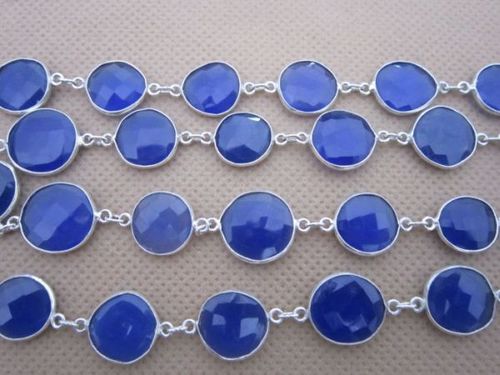 राउंड 28 इंच ब्लू चेलेडोनी बेज़ल कनेक्टर 33 पीसी। 12 मिमी -17 एमएम चेन