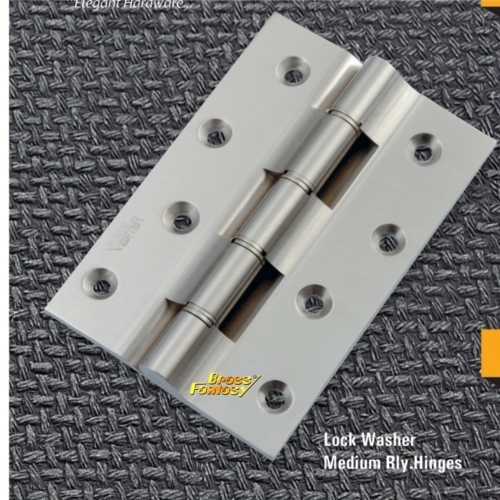 Lock Washer Medium Railway Hinges - Brass Alloy, Various Sizes (75x25mm to 300x50mm), Silver Polish Finish | Noise-Free Operation, Rugged Installation, Corrosion Resistant