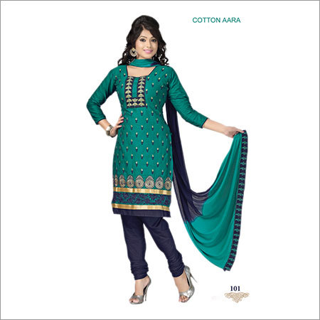 Green Partywear Cotton Suit