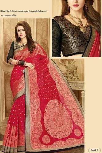Silk Weaves Designer Saree - Art Silk, Customized Size up to 40", Beige Color | Zari Work, Printed Pattern, Ideal for All Seasons