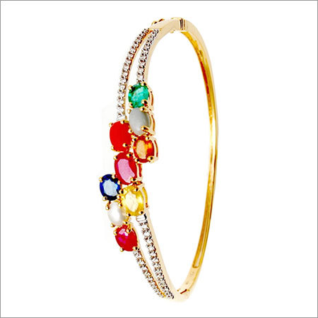 Navratna design Half Bangle